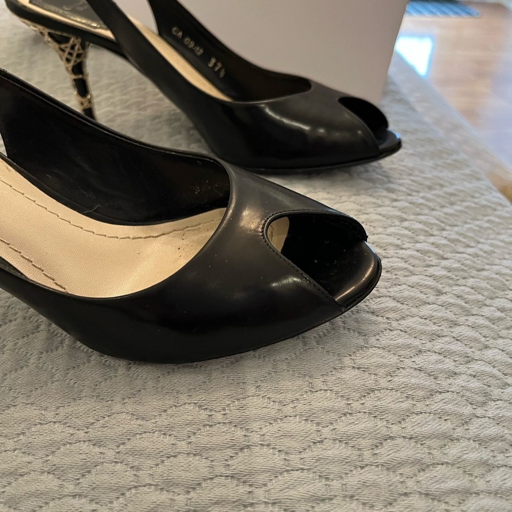 Christian Dior Black Peep-Toe Heels